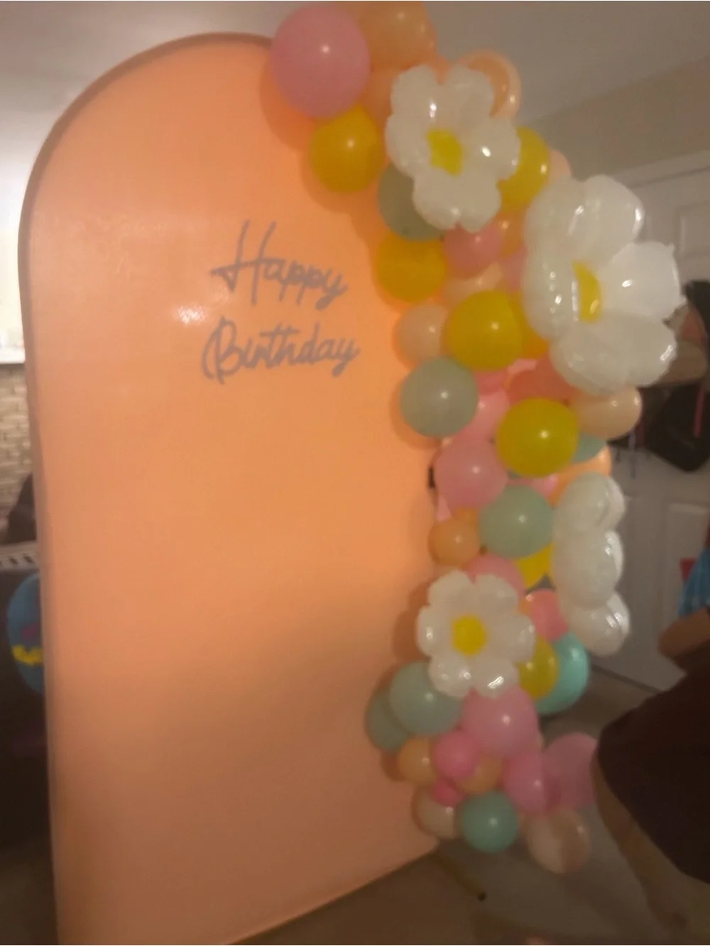 Pastel Balloon Garland Backdrop Party Decor, Number balloons Happy Birthday sign